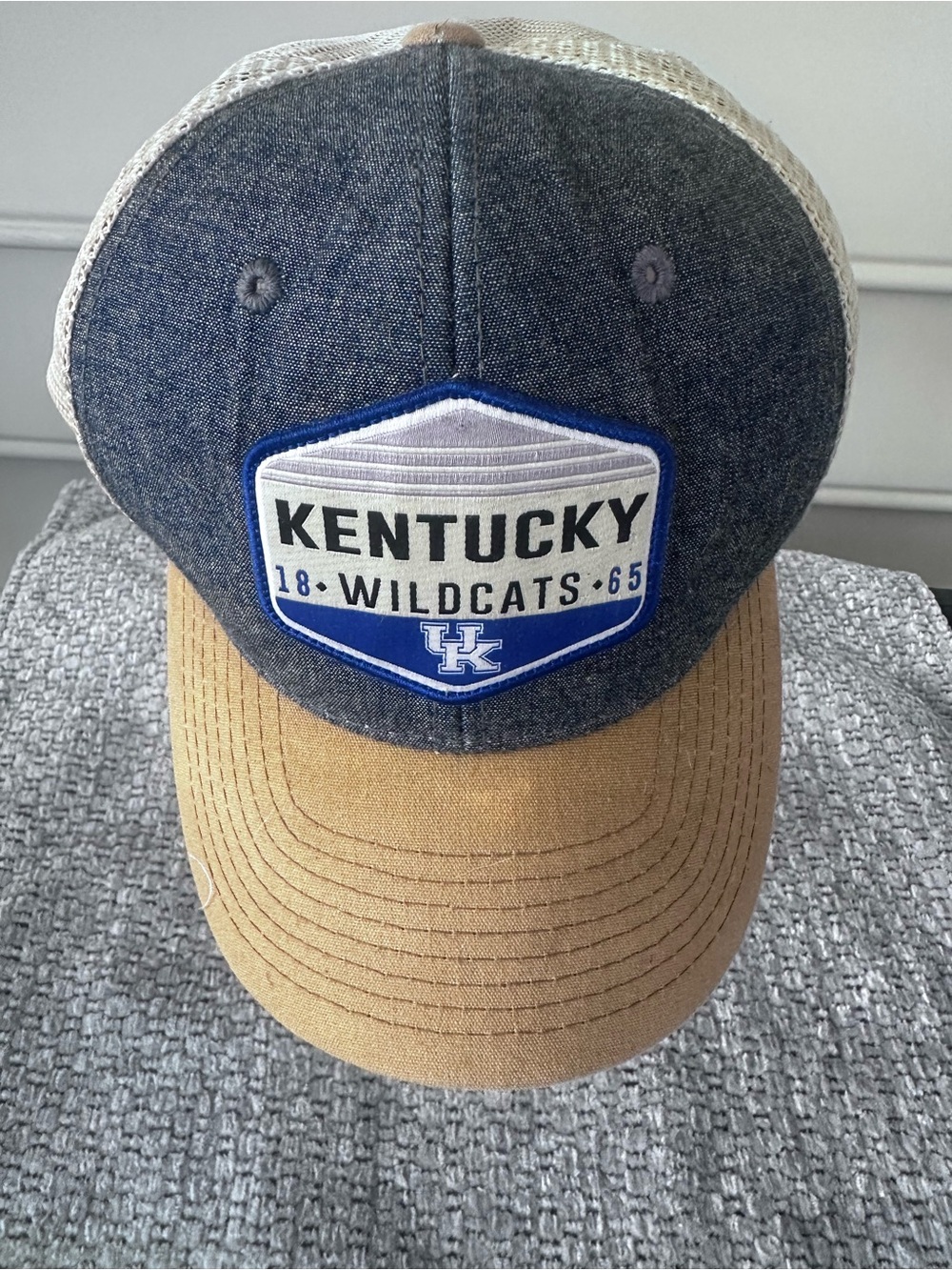 Kentucky Wildcats Denim Trucker Hat with Tan Bill